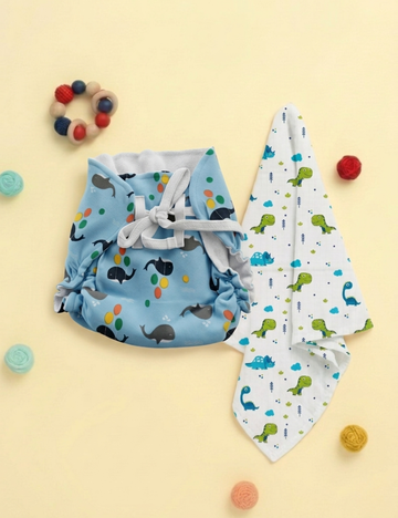 Dipe & Wipe | Dino + Blue Whale (2-Piece Set)
