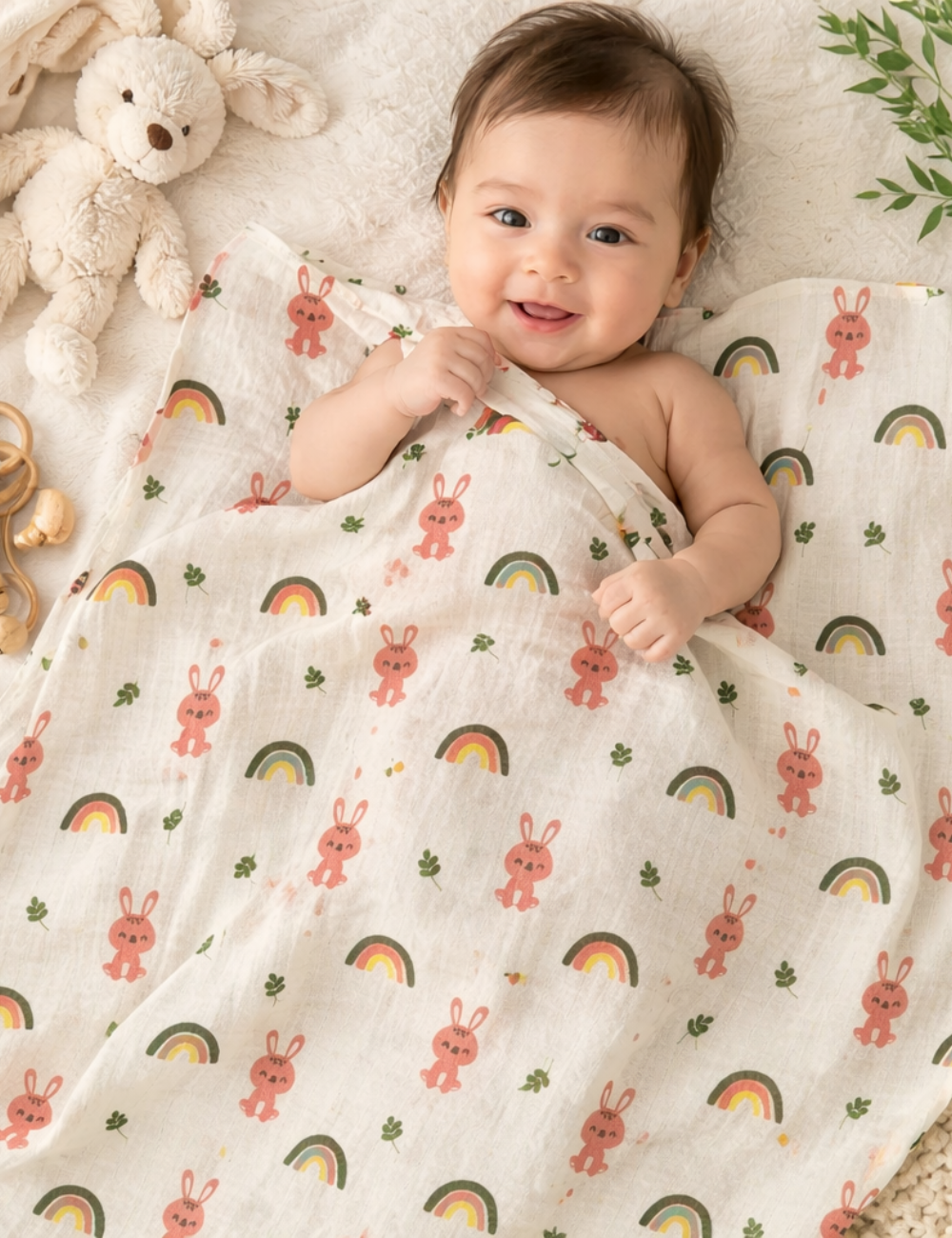 Muslin Towel | Desert Bunny & White Berry