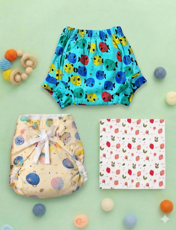 Dipe & Wipe | Playful Seas & Strawberry Bloom (3-Piece Set)