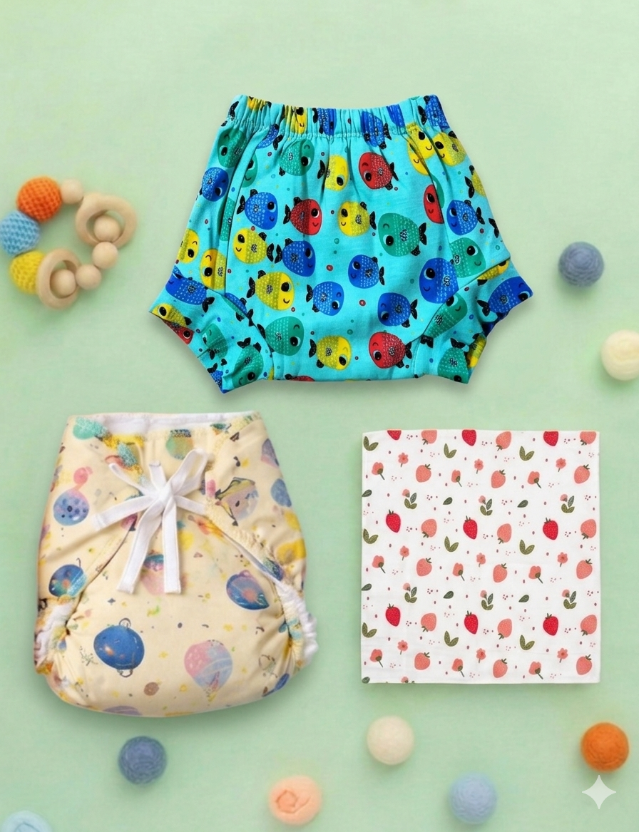Dipe & Wipe | Playful Seas & Strawberry Bloom (3-Piece Set)